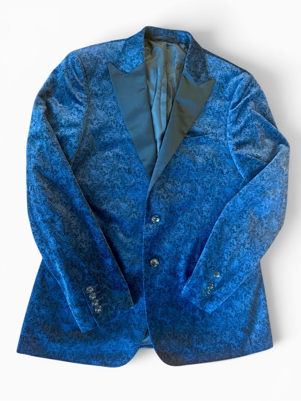 Sondergaard Navy Velvet Paisley Blazer - Men’s 42L